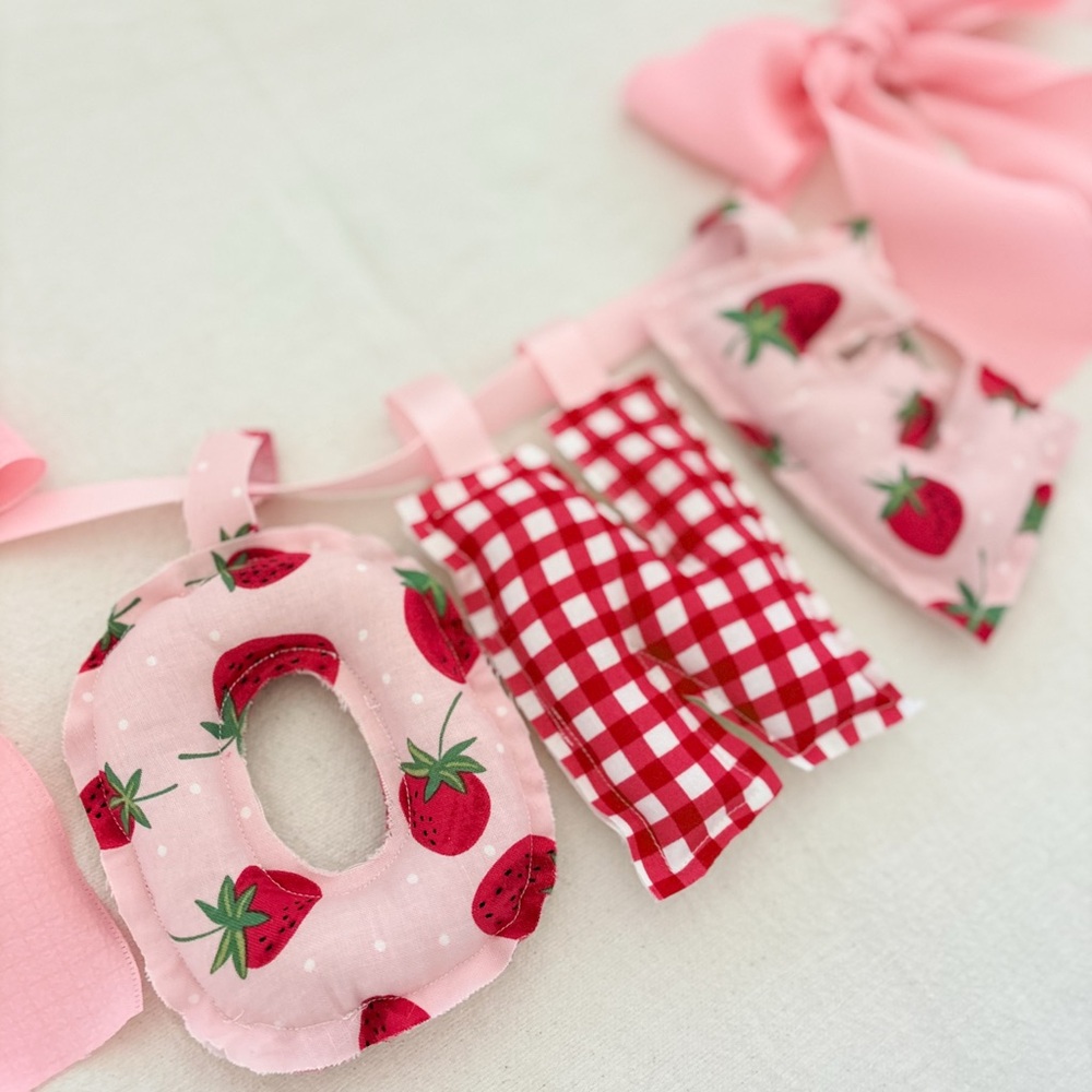 Pink Strawberry Themed Birthday Banner Price is Firm - Picture 3 of 3